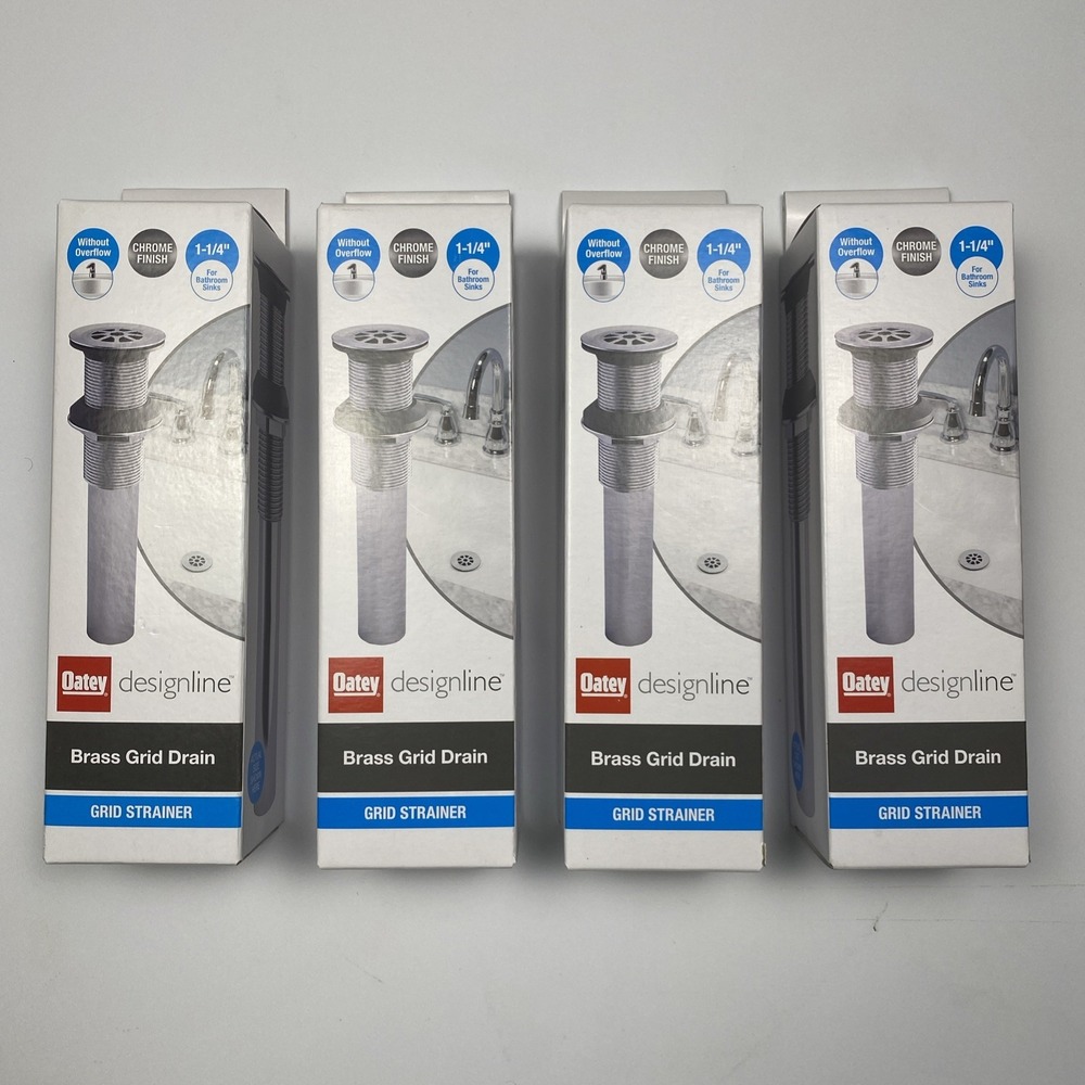 Oatey - Designline Chrome-Plated Brass Grid Drain‎ w/o Overflow HDC9691 (4-pack)